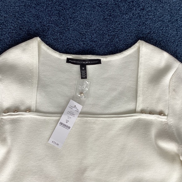 White House Black Market Sweaters - White House Black Market Winter White Square Neck Sweater - NWT - Medium